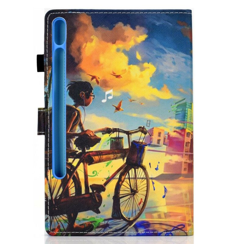 Peňaženkový Kryt Samsung Galaxy Tab S8 / Tab S7 Bicykel Art