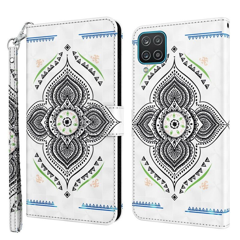 Kožené Puzdro Samsung Galaxy M12 / A12 Svetlé Škvrny Mandala So Šnúrkou