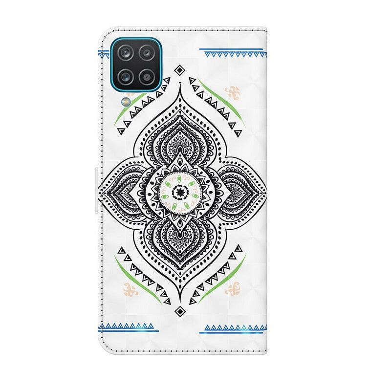 Kožené Puzdro Samsung Galaxy M12 / A12 Svetlé Škvrny Mandala So Šnúrkou