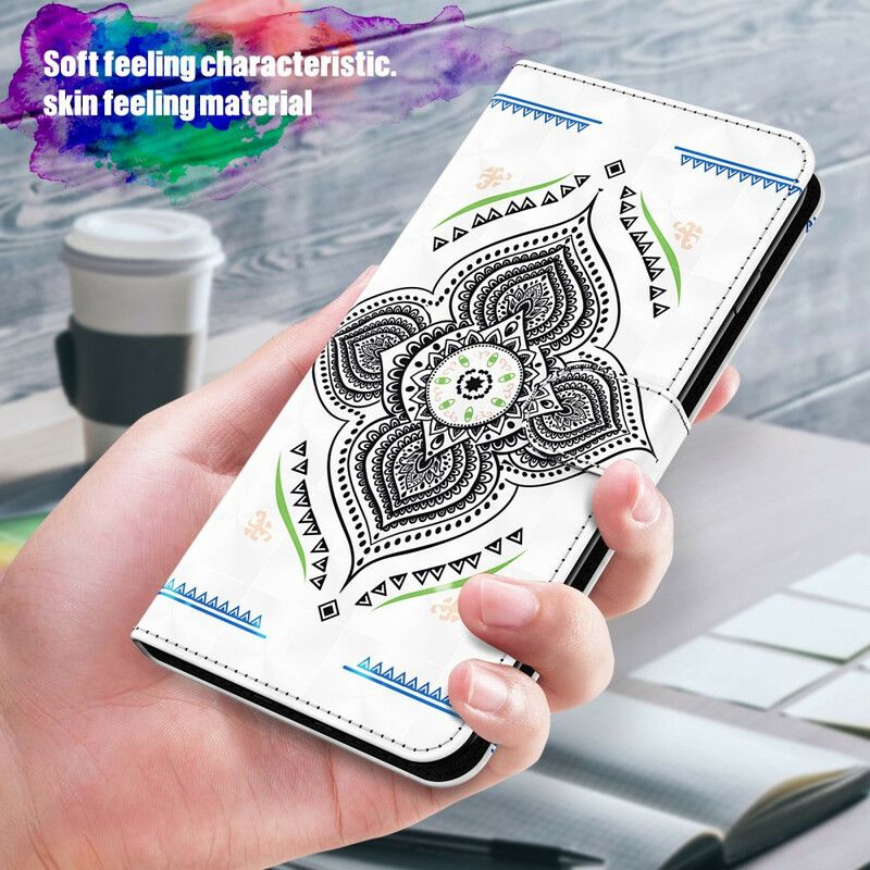 Kožené Puzdro Samsung Galaxy M12 / A12 Svetlé Škvrny Mandala So Šnúrkou