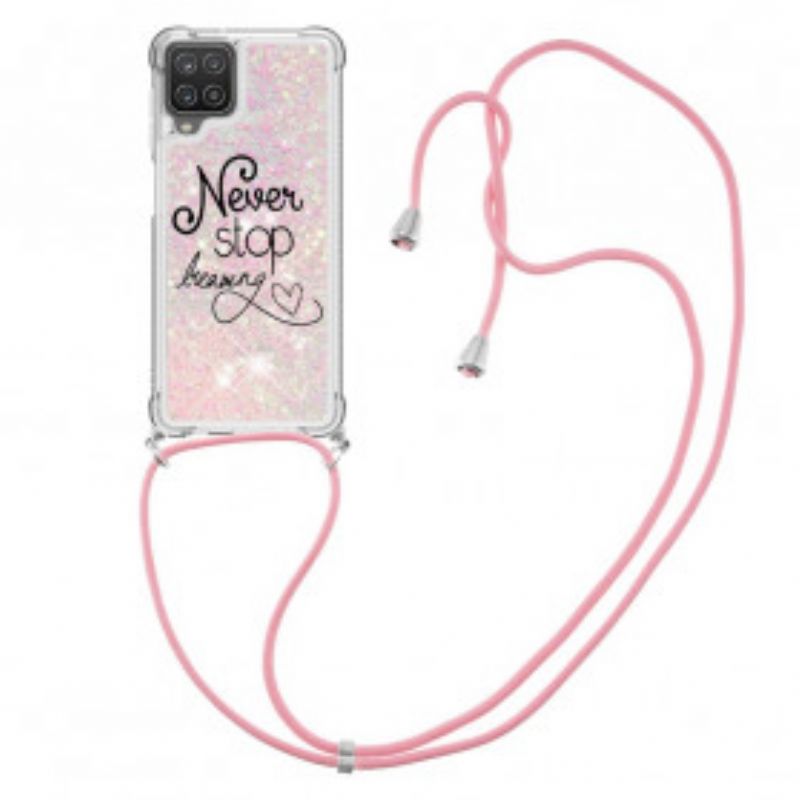 Kryt Samsung Galaxy M12 / A12 Never Stop Glitter Drawstring