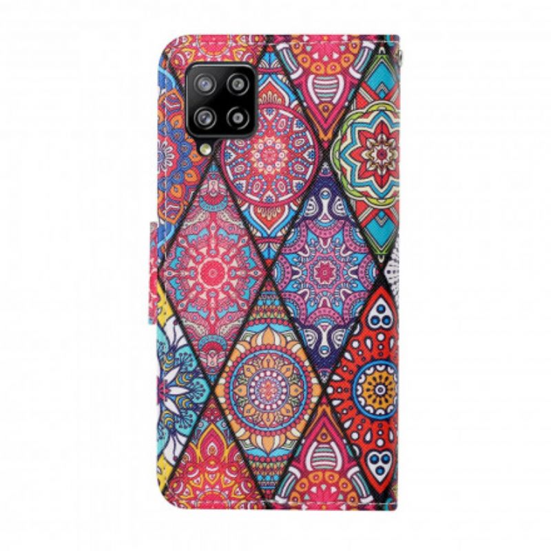 Peňaženkový Kryt Samsung Galaxy M12 / A12 Patchwork S Lanyardom