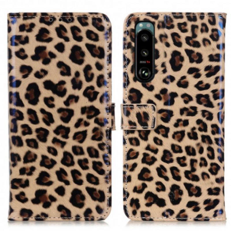 Kožené Puzdro Sony Xperia 5 III Obyčajný Leopard