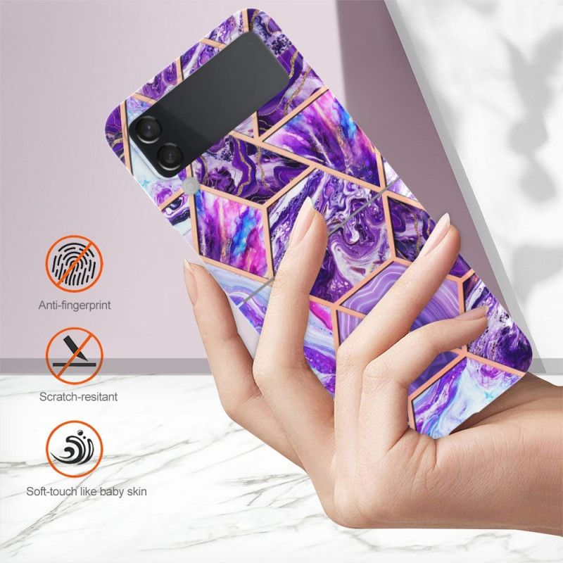 Flipové Puzdro Samsung Galaxy Z Flip 4 Kožené Puzdro Geometrický Mramor