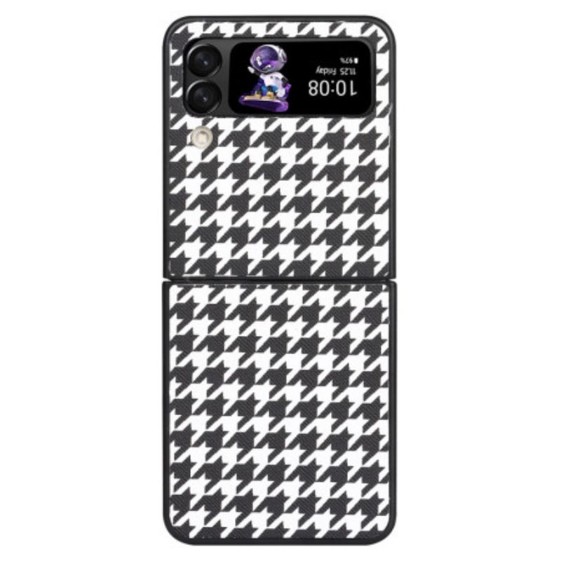 Flipové Puzdro Samsung Galaxy Z Flip 4 Kožené Puzdro Houndstooth