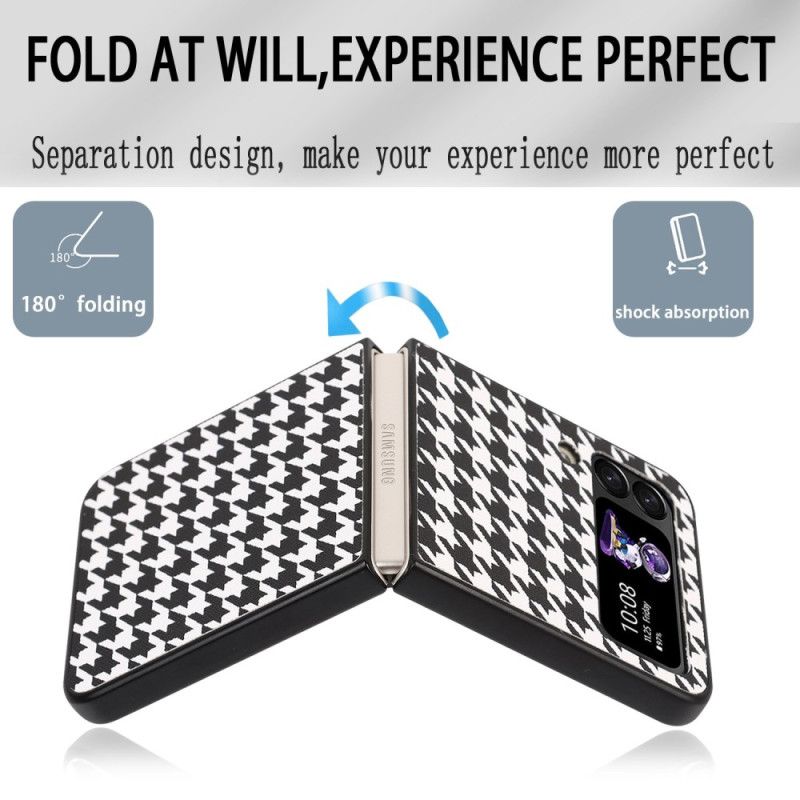 Flipové Puzdro Samsung Galaxy Z Flip 4 Kožené Puzdro Houndstooth