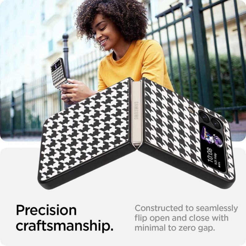 Flipové Puzdro Samsung Galaxy Z Flip 4 Kožené Puzdro Houndstooth