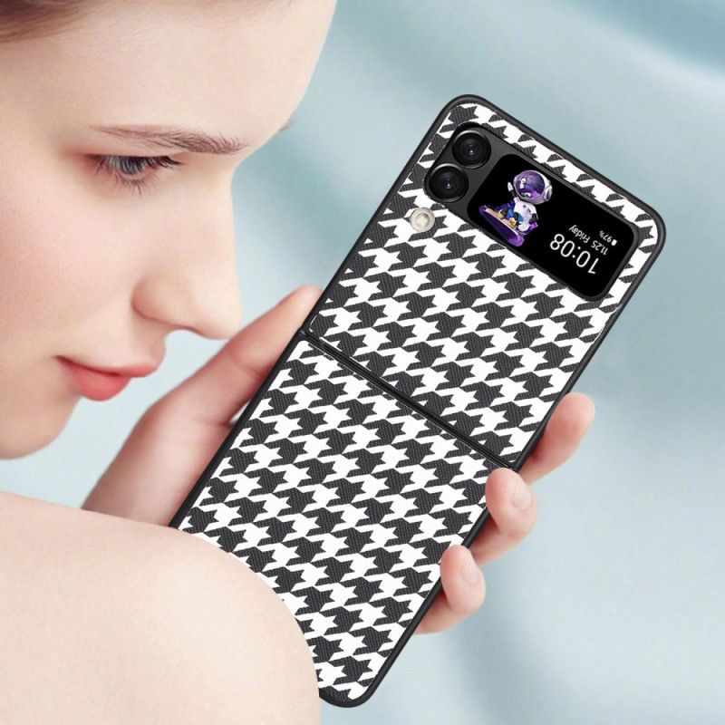 Flipové Puzdro Samsung Galaxy Z Flip 4 Kožené Puzdro Houndstooth