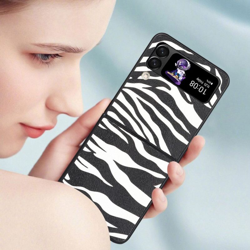 Flipové Puzdro Samsung Galaxy Z Flip 4 Kožené Puzdro Zebra