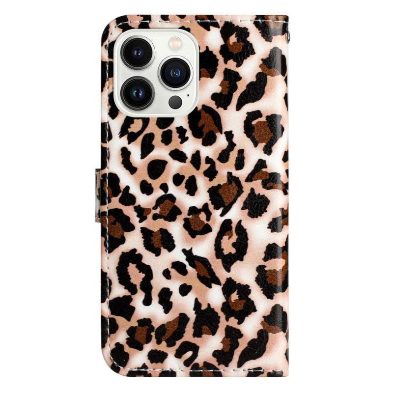 Puzdro iPhone 16 Pro Max Leopardí Vzor S Remienkom