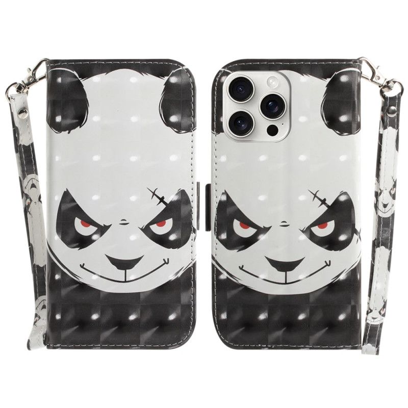 Puzdro iPhone 16 Pro Max Nahnevaná Panda S Popruhom