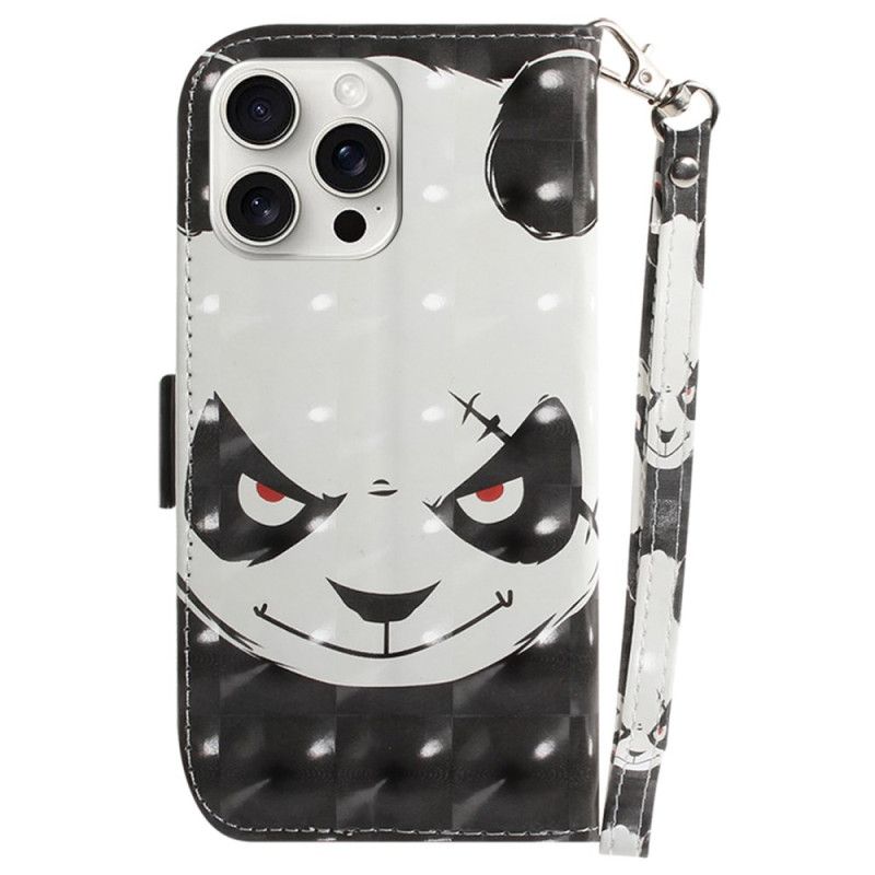 Puzdro iPhone 16 Pro Max Nahnevaná Panda S Popruhom