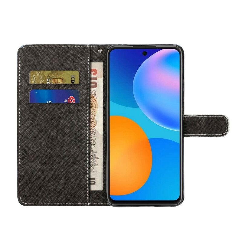 Kožené Puzdro Xiaomi Redmi Note 10 5G Vlk S Lanyardom