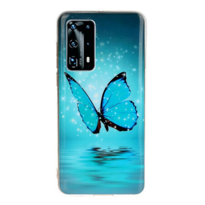 Kryt Huawei P40 Pro Fluorescenčný Modrý Motýľ