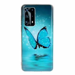 Kryt Huawei P40 Pro Fluorescenčný Modrý Motýľ