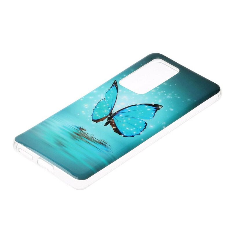 Kryt Huawei P40 Pro Fluorescenčný Modrý Motýľ