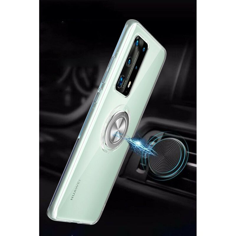 Kryt Huawei P40 Pro Silikónový Kovový Otočný Krúžok