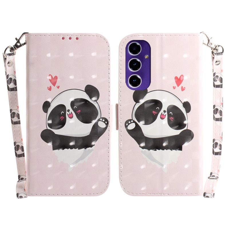 Kožené Puzdro Samsung Galaxy A16 5g Panda Love S Popruhom