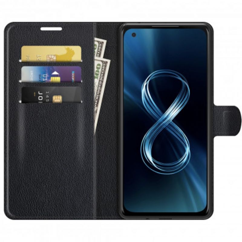 Peňaženkový Kryt Asus Zenfone 8 Klasická Umelá Koža