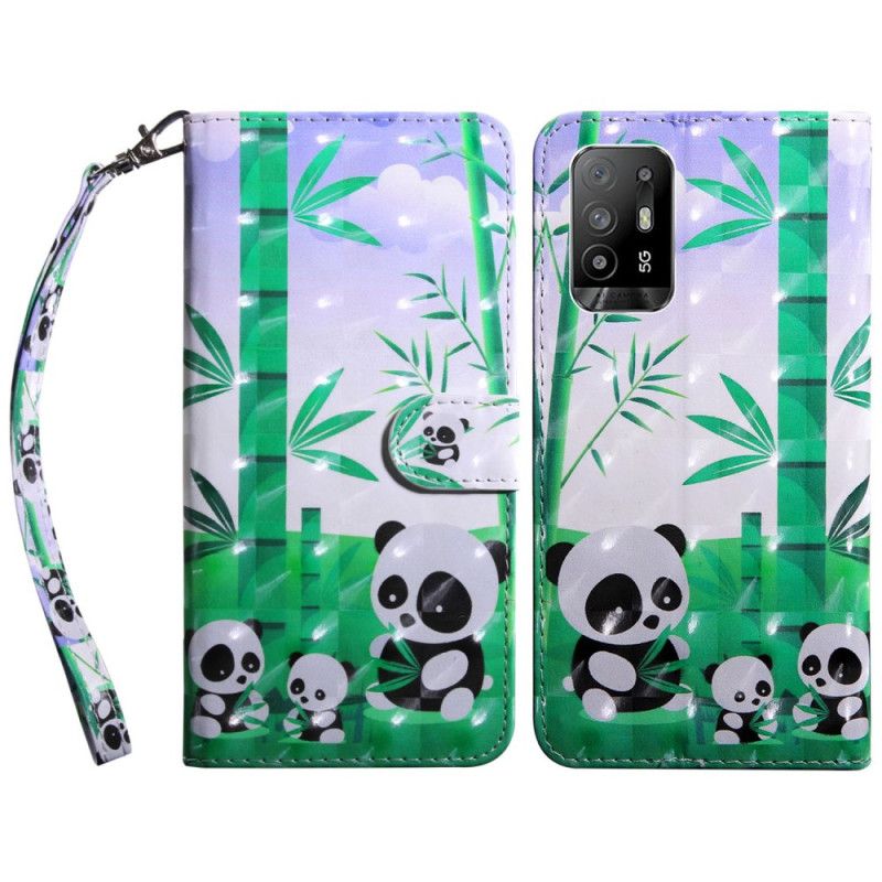 Kožené Puzdro Oppo A94 5G Panda S Lanyardom