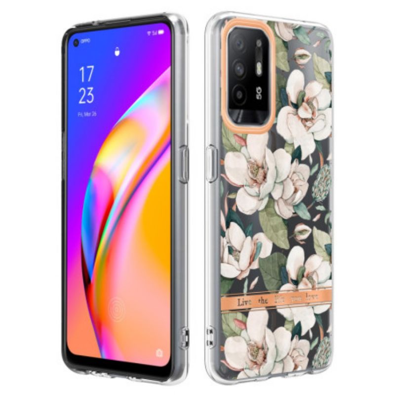 Kryt Oppo A94 5G Kvety Pivoniek