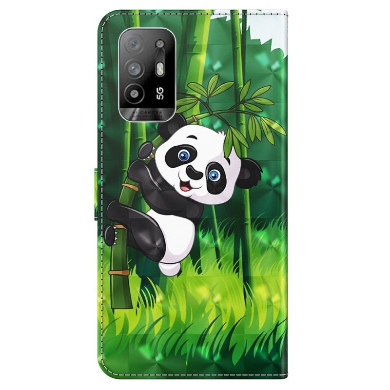 Peňaženkový Kryt Oppo A94 5G Panda S Lanyardom