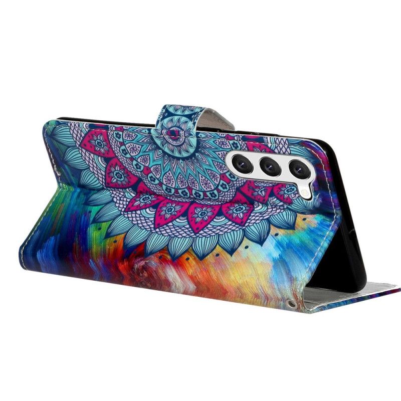 Kožené Puzdro Samsung Galaxy S23 Plus 5G Farebná Strappy Mandala