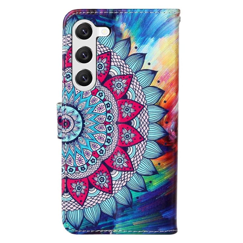 Kožené Puzdro Samsung Galaxy S23 Plus 5G Farebná Strappy Mandala