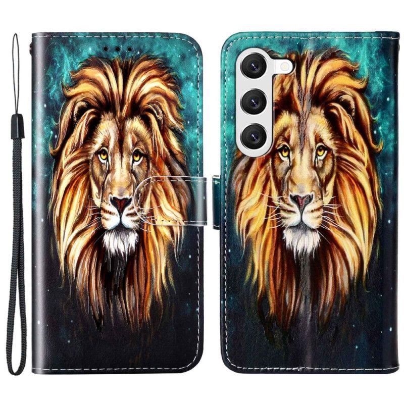 Kožené Puzdro Samsung Galaxy S23 Plus 5G Lanyard Lion