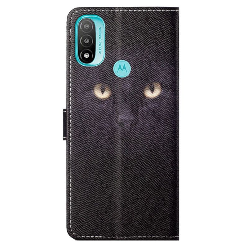 Kožené Puzdro Moto G71 5G Strappy Black Cat Eyes