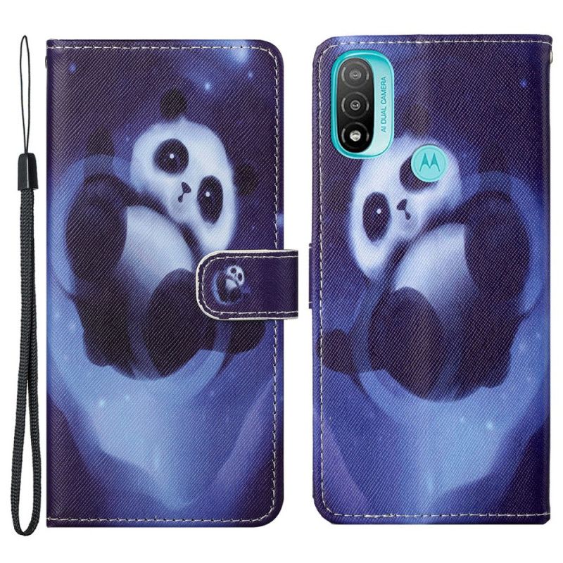 Peňaženkový Kryt Moto G71 5G Panda Space So Šnúrkou