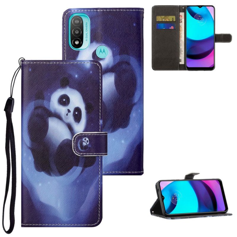 Peňaženkový Kryt Moto G71 5G Panda Space So Šnúrkou