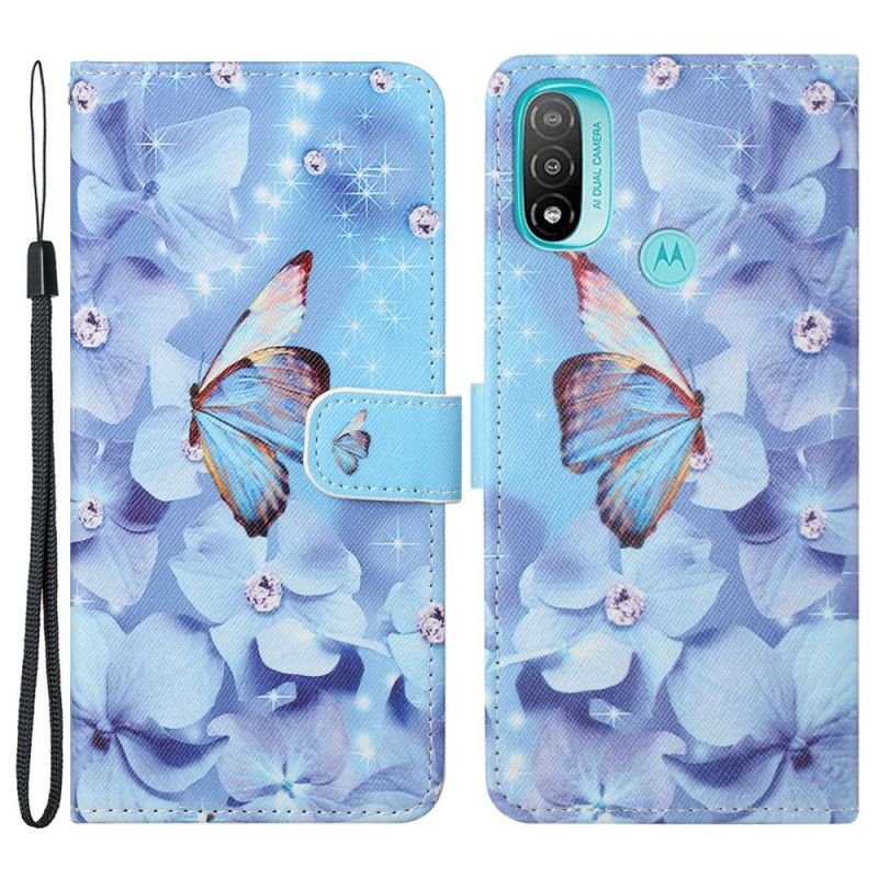 Peňaženkový Kryt Moto G71 5G Strappy Diamond Butterflies