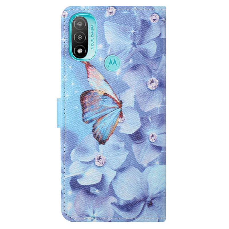 Peňaženkový Kryt Moto G71 5G Strappy Diamond Butterflies