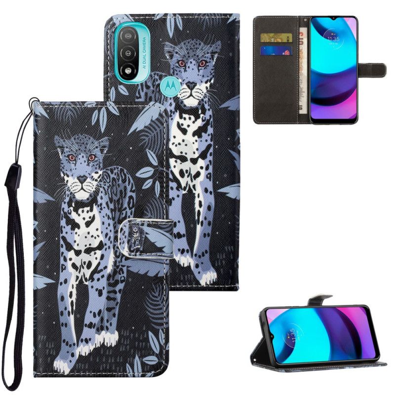 Peňaženkový Kryt Moto G71 5G Strappy Leopard