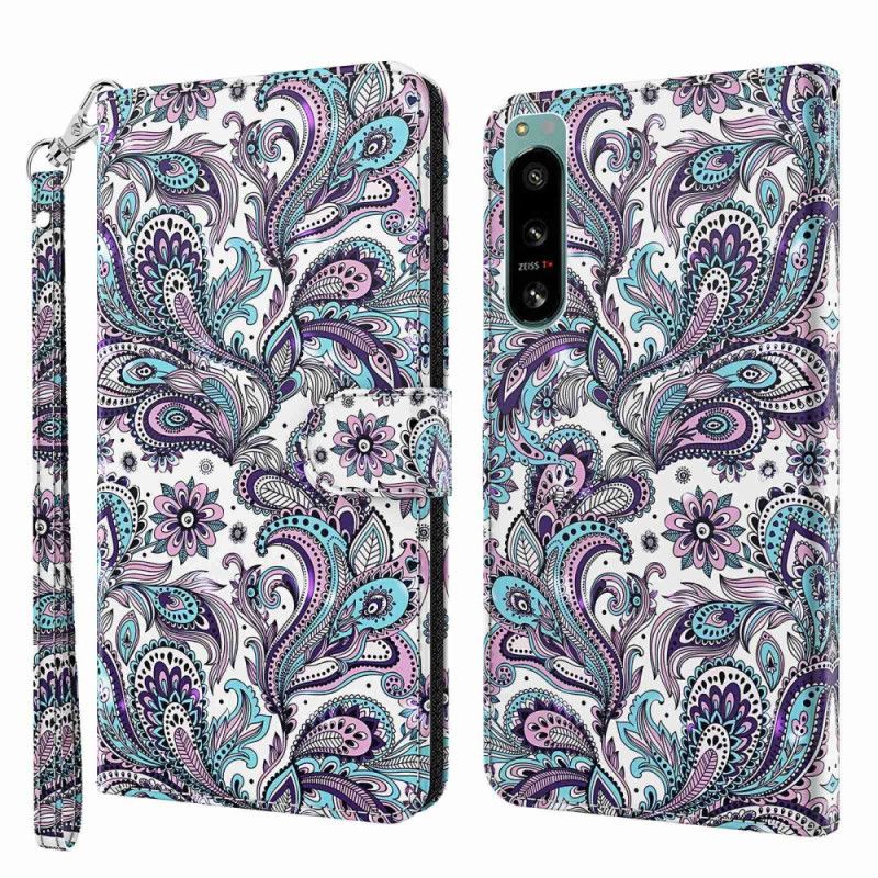 Flipové Puzdro Sony Xperia 5 IV Strappy Paisley Vzor