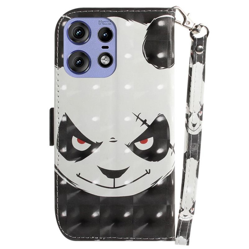 Puzdro Motorola Edge 50 Pro Nahnevaná Panda S Popruhom