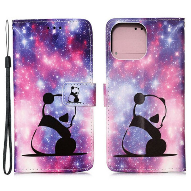 Kožené Puzdro iPhone 13 Mini Galaxia Panda