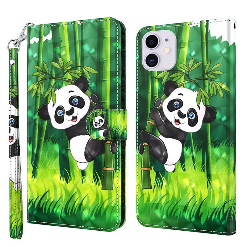 Kožené Puzdro iPhone 13 Mini Panda A Bambus