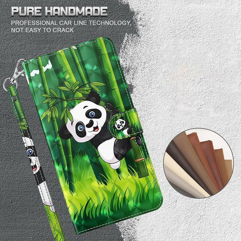 Kožené Puzdro iPhone 13 Mini Panda A Bambus