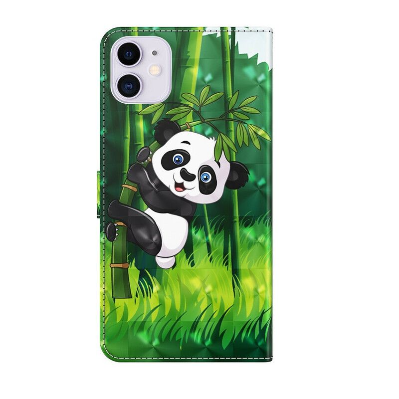 Kožené Puzdro iPhone 13 Mini Panda A Bambus