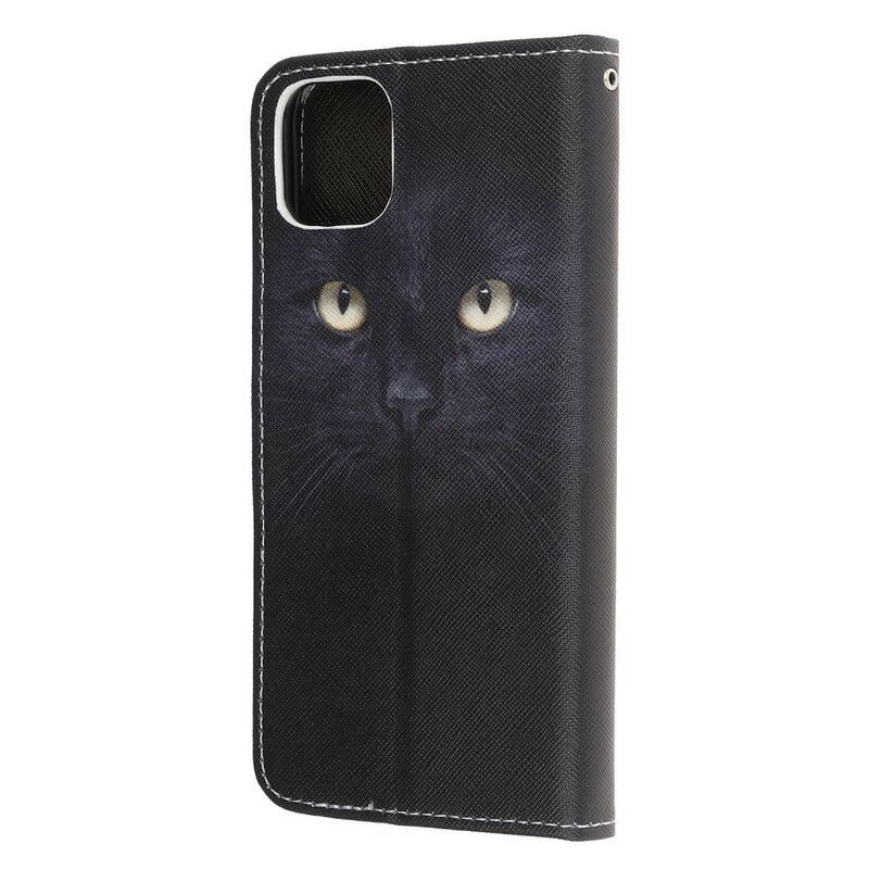 Kožené Puzdro iPhone 13 Mini Strappy Black Cat Eyes