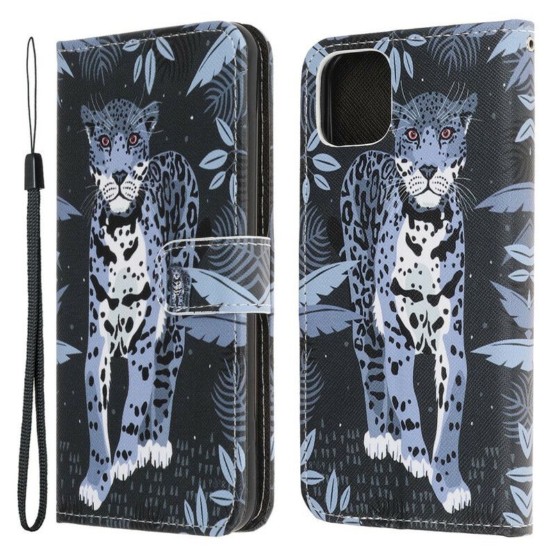 Kožené Puzdro iPhone 13 Mini Strappy Leopard