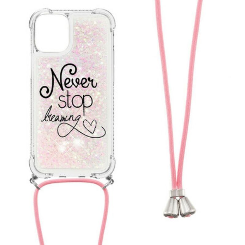 Kryt iPhone 13 Mini Never Stop Glitter Drawstring