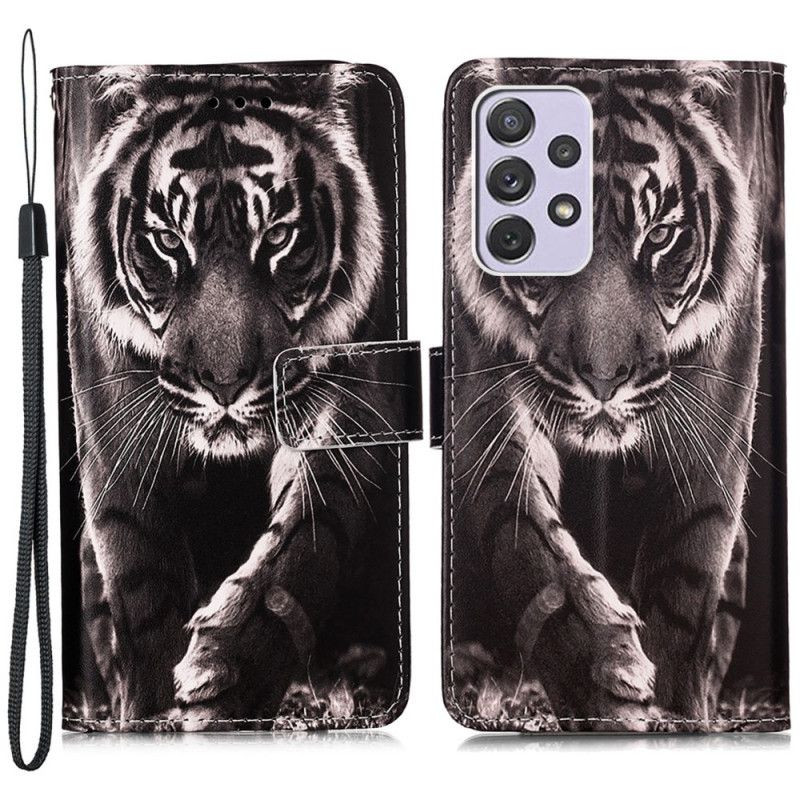 Kožené Puzdro Samsung Galaxy A33 5G Strappy Night Tiger