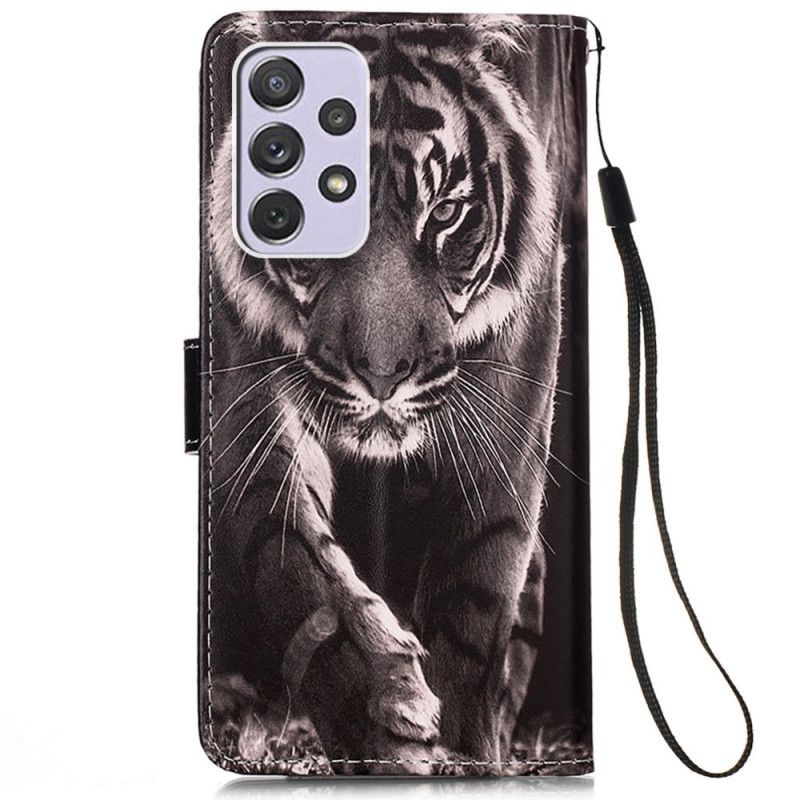 Kožené Puzdro Samsung Galaxy A33 5G Strappy Night Tiger