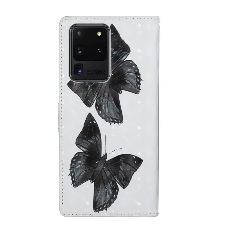 Kožené Puzdro Samsung Galaxy S20 Ultra Butterfly Nastaviteľný Popruh