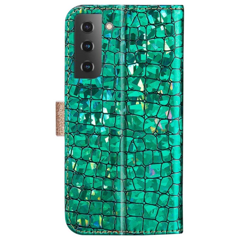 Kožené Puzdro Samsung Galaxy S22 5G Krokodílie Diamanty