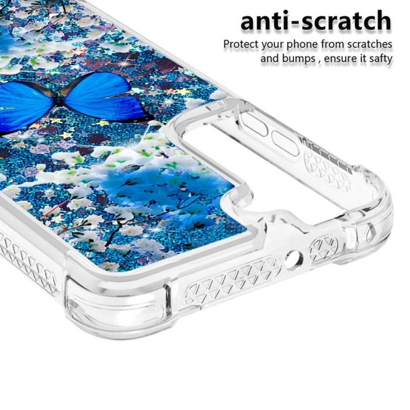 Kryt Samsung Galaxy S22 5G Glitter Blue Butterflies