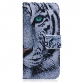 Kožené Puzdro Oppo Reno 8 Lite Biely Tiger